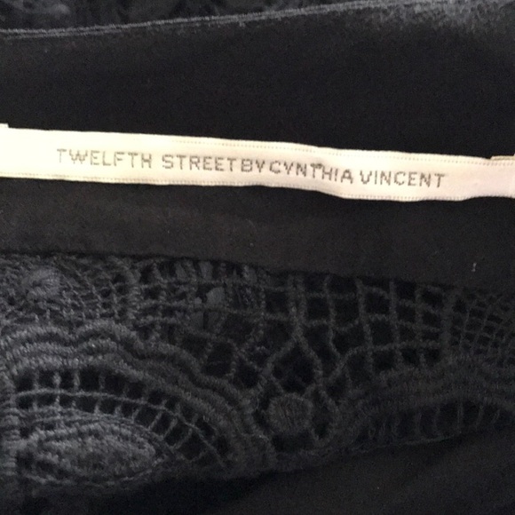 Twelfth street by Cynthia Vincent back lace crochet long sleeve shift dress L - Picture 10 of 11